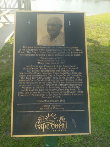 Joe Stonis Dedication Plaque - Cape Coral, FL.jpg